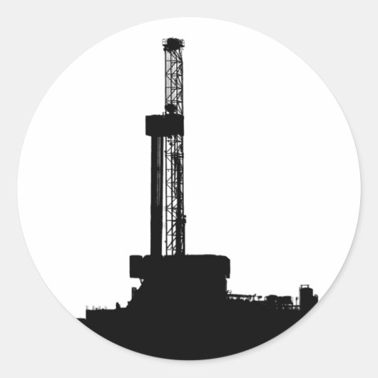Drilling Rig Silhouette Ronde Sticker (Voorkant)