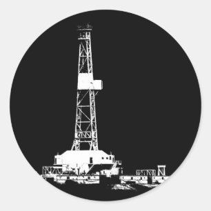 Drilling Rig Silhouette Ronde Sticker