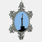 Drilling Rig Silhouette Tin Sneeuwvlok Ornament (Links)