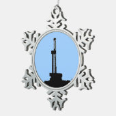 Drilling Rig Silhouette Tin Sneeuwvlok Ornament (Rechts)