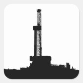 Drilling Rig Silhouette Vierkante Sticker (Voorkant)