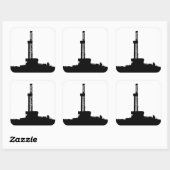 Drilling Rig Silhouette Vierkante Sticker (Vel)