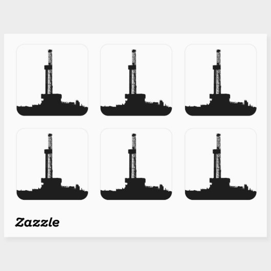 Drilling Rig Silhouette Vierkante Sticker (Vel)