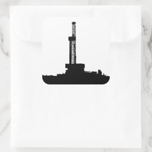 Drilling Rig Silhouette Vierkante Sticker (Tas)