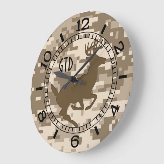 Dringend digitaal camouflage-pompelmonogram grote klok (Hoek)