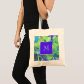 Dringend digitaal groen paardencactus monogram tote bag (Voorkant (product))