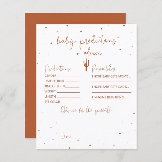 Dringende Baby shower Baby + Advice Card (Voorkant / Achterkant)