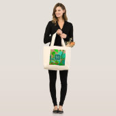 Dringende botanische monogram groene cactus grote tote bag (Voorkant (model))