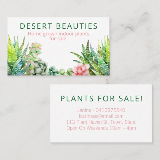 Dringende Planten binnenshuis Visitekaartje (Voorkant / Achterkant)