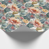 Dringende roos-cactus-bloemvalkleuren cadeaupapier (Hoek)
