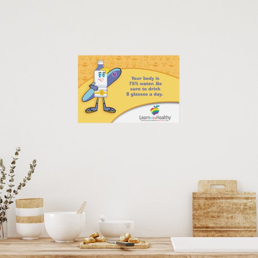 Drink 8 Glas water per dag Poster (Keuken)