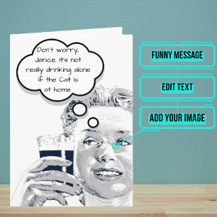 Drink Alone Funny  Verjaardag Kaart