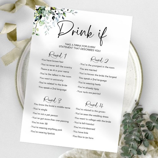 Drink Als Bachelorette Game Minimalist Kaart