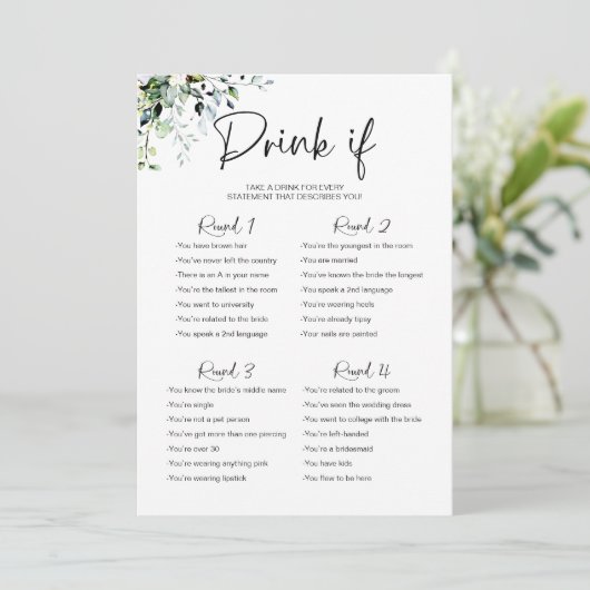 Drink Als Bachelorette Game Minimalist Kaart (Staand voorkant)