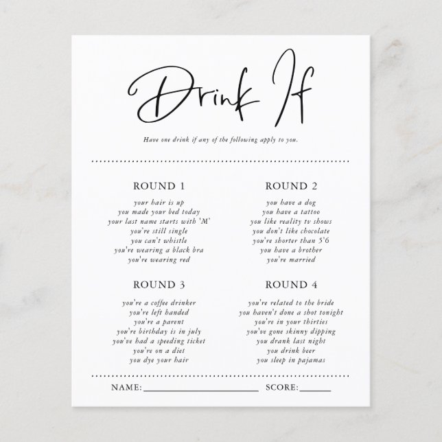 Drink Als | Bruidsfeest Spel (Voorkant)