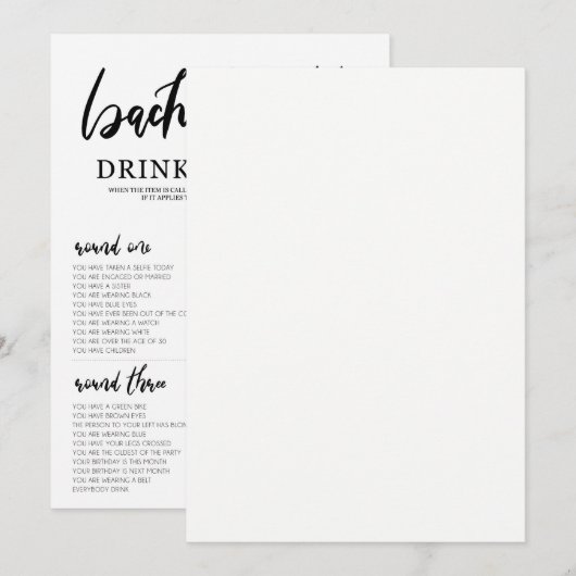 Drink als de Bachelorette-kaart Kaart (Voorkant / Achterkant)
