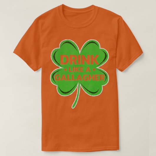 Drink als een galagher klaver Irish Saint Patricks T-shirt (Design voorkant)