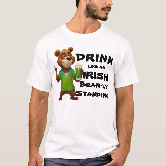 Drink als een Ier: Grappige grillige dag Drink T-shirt (Voorkant)