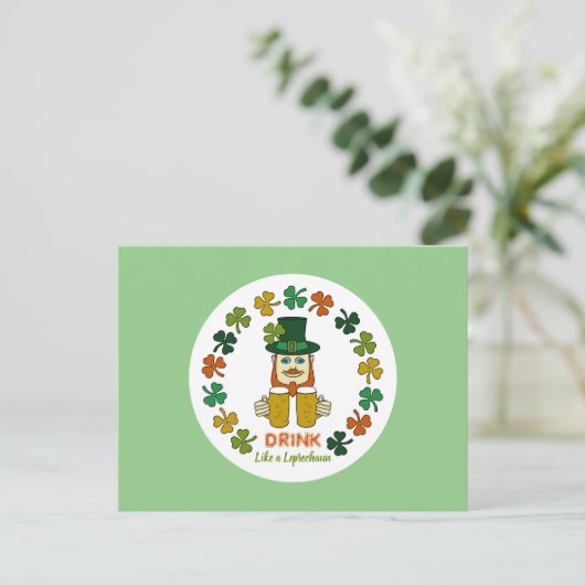 Drink als een Leprechaun Briefkaart (Staand voorkant)