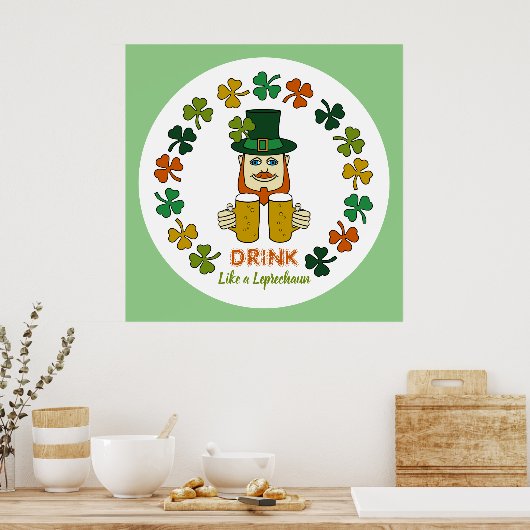 Drink als een Leprechaun Poster (Keuken)