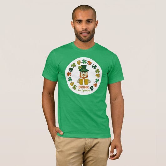 Drink als een Leprechaun T-shirt (Voorkant volledig)