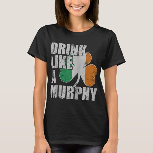 Drink als een Murphy Irish St Patricks Day Zip T-shirt (Voorkant)