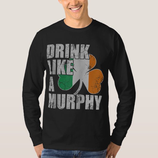 Drink als een Murphy Irish St Patricks Day Zip T-shirt (Voorkant)