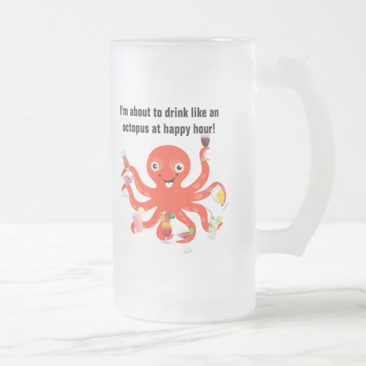 Drink als een octopus bij Happy Hour Funny Matglas Bierpul (Rechts)