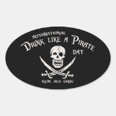 Drink als een piraat ovale sticker (Voorkant)