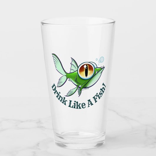 DRINK ALS EEN VIS door Jeff Willis Art Glas (Voorkant)