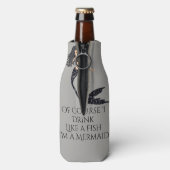 Drink als een vis zeemeermin fles koeler zwart (Fles Achterkant)