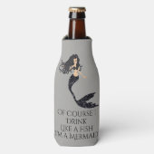Drink als een vis zeemeermin fles koeler zwart (Fles Voorkant)