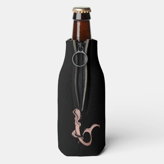 Drink als een vis zeemeermin Roos gouden fleskoele Flesjeskoeler (Fles Achterkant)