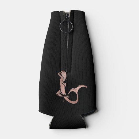 Drink als een vis zeemeermin Roos gouden fleskoele Flesjeskoeler (Achterkant)