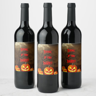 Drink als je Durft Halloween Griezelige Begraafpla Wijn Etiket