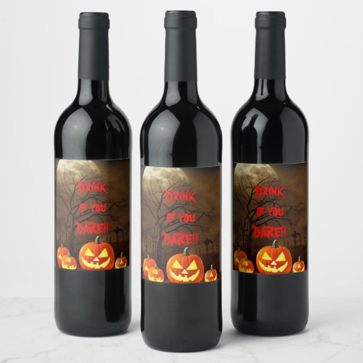 Drink als je Durft Halloween Griezelige Begraafpla Wijn Etiket (Flessen)