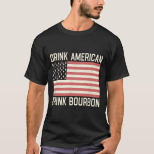 Drink Amerikaanse Bourbon Flessen Amerikaanse Vlag T-shirt
