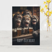 Drink Apen Drink Bier in de Pub Funny Adult Kaart (Gele Bloem)