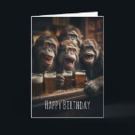 Drink Apen Drink Bier in de Pub Funny Adult Kaart<br><div class="desc">Een geestige verjaardagskaart met een apenthema,  met drink apen die bier drink in de kroeg. Personaliseer door de Birthday Kaart te bewerken met je eigen bericht.</div>