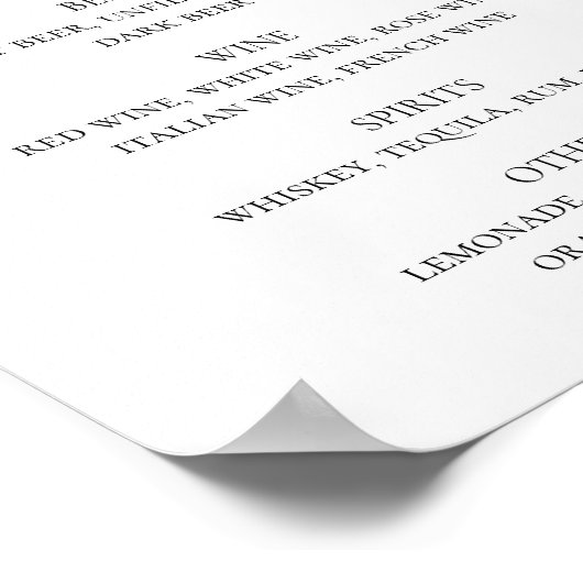 Drink balkmenu groene foliage bruiloft poster (Hoek)