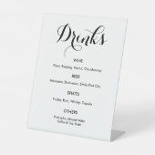 Drink Bar Menu Black White Wedding Reclamebord Met Voetstuk (Voorkant)