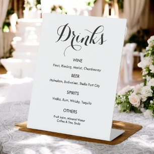 Drink Bar Menu Black White Wedding Reclamebord Met Voetstuk