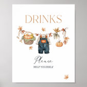 Drink Bar Pompoen Rustieke Herfst Baby shower Poster (Voorkant)