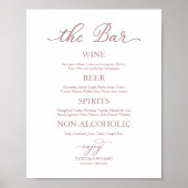 Drink Bar Roos Gold Calligraphy Wedding Sign Poster (Voorkant)