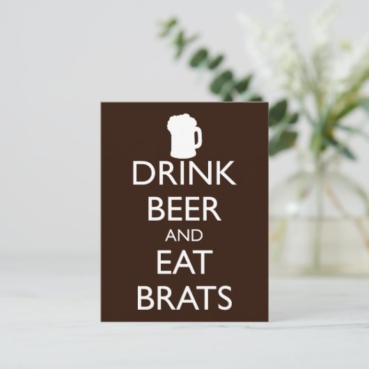 DRINK BEER AND EAT BRATS BRIEFKAART (Staand voorkant)