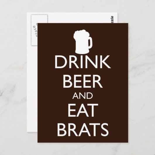 DRINK BEER AND EAT BRATS BRIEFKAART (Voorkant / Achterkant)