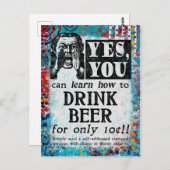 Drink Beer Briefkaart - Funny Vintage Ad (Voorkant / Achterkant)