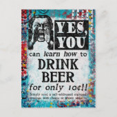 Drink Beer Briefkaart - Funny Vintage Ad (Voorkant)