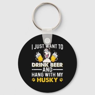 Drink Beer Hang Met Mijn Husky Tshirt Gift Dog Bee Sleutelhanger