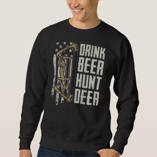 Drink Beer Hunt Deer Funny Archery Bow Hunting (O Trui (Voorkant)